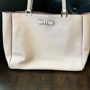 Kate Spade New York Pebbled Leather Bow Tote Bag – Light Blush Pink